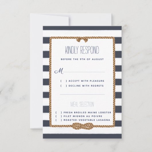 Cartons Réponse Mariage Nautical Navy & White Watercolor (Devant)