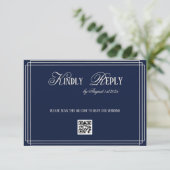 Cartons Réponse Mariage Navy Timeless Argent Ancien (Debout devant)
