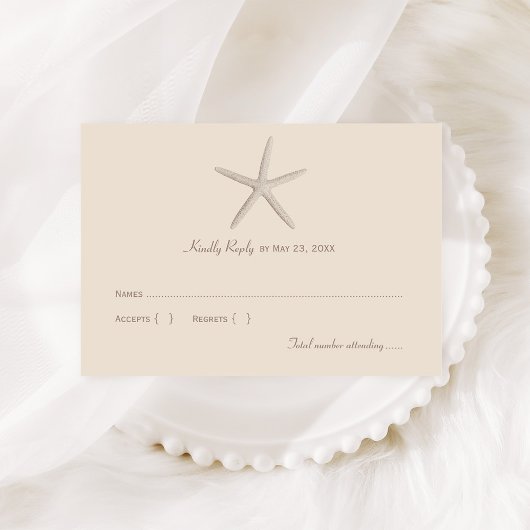 Cartons Réponse Mariage Neutre Beige Starfish Beach