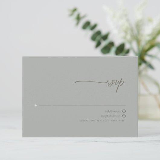 Cartons Réponse Mariage neutre chic Sage Grey ID1020 (Debout devant)