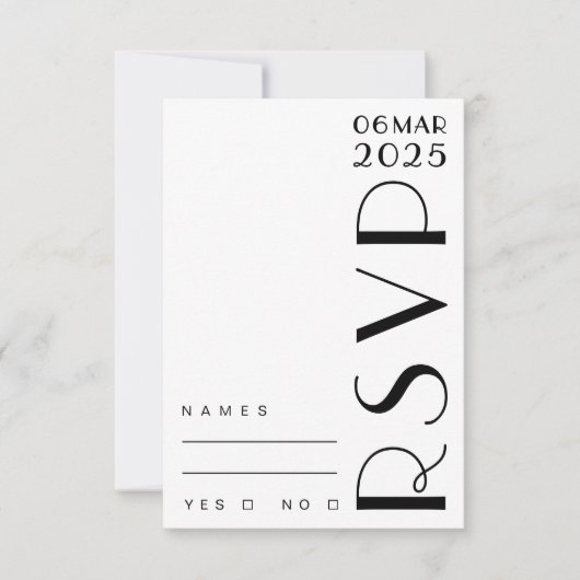 Cartons Réponse Mariage noir Art déco (Devant)