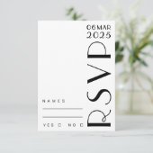 Cartons Réponse Mariage noir Art déco (Debout devant)