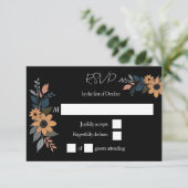 Cartons Réponse Mariage noir contrastant des tournesols (Debout devant)