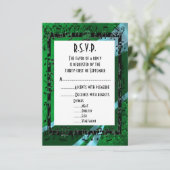 Cartons Réponse Mariage noir damassé vert (Debout devant)