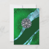 Cartons Réponse Mariage noir damassé vert (Dos)