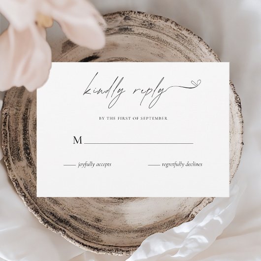 Cartons Réponse Mariage noir et blanc minimaliste