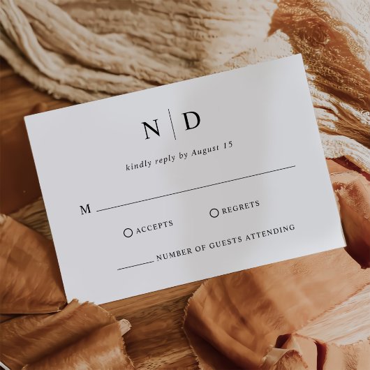 Cartons Réponse Mariage noir et blanc moderne