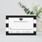 Cartons Réponse Mariage noir et blanc moderne (Debout devant)