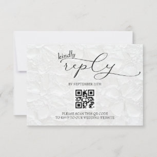 Cartons Réponse Mariage noir et blanc moderne simple QR