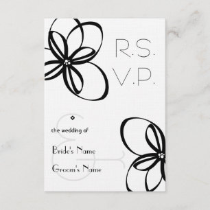 Cartons Réponse Mariage noir et blanc R.S.V.P.