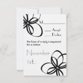 Cartons Réponse Mariage noir et blanc R.S.V.P. (Dos)