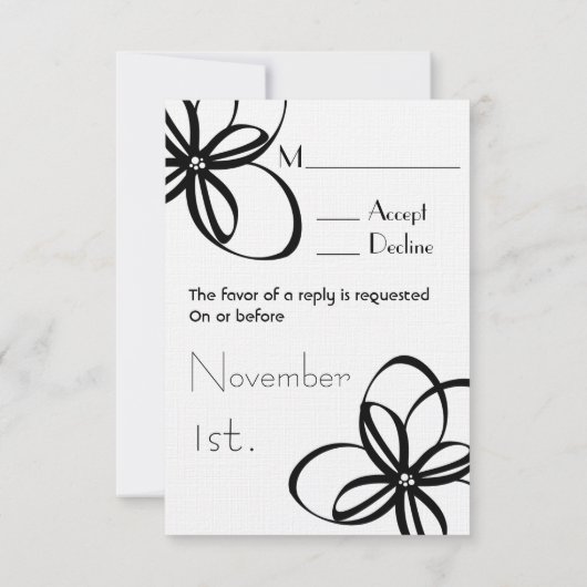 Cartons Réponse Mariage noir et blanc R.S.V.P. (Dos)