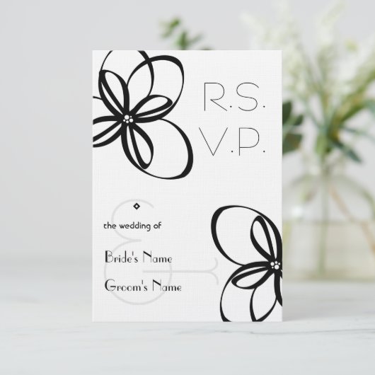 Cartons Réponse Mariage noir et blanc R.S.V.P. (Debout devant)