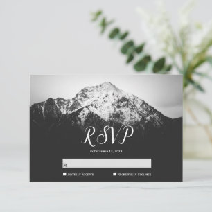 Cartons Réponse Mariage noir et blanc sous les montagnes