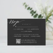 Cartons Réponse Mariage noir minimaliste élégant (Debout devant)