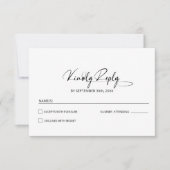 Cartons Réponse Mariage noir minimaliste élégant (Devant)