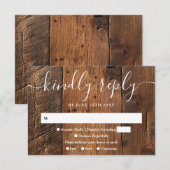 Cartons Réponse Mariage occidental boho rustique en bois élégant (Devant / Derrière)