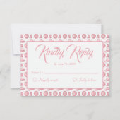 Cartons Réponse Mariage occidental rose mignon (Devant)