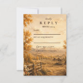 Cartons Réponse Mariage occidental rustique d'automne (Devant)