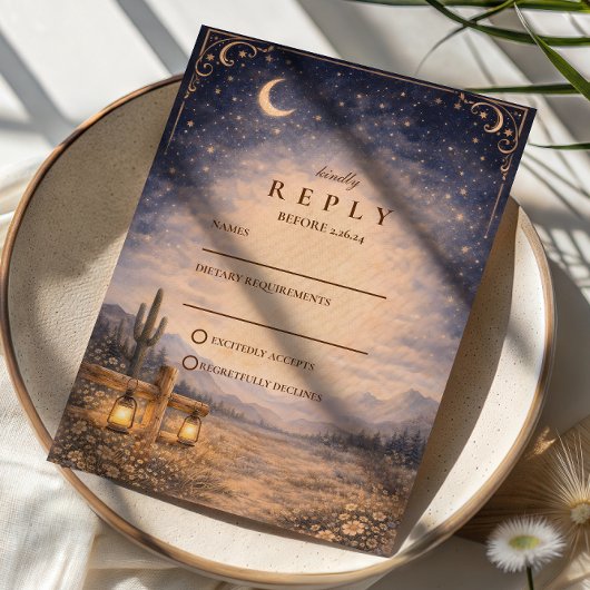 Cartons Réponse Mariage occidental sous la lune du désert céleste