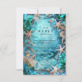 Cartons Réponse Mariage Océan Étoile de Mer Turquoise (Devant)