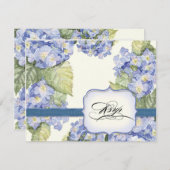 Cartons Réponse Mariage officiel bleu Hydrangea Bracket Floral (Devant / Derrière)