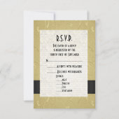 Cartons Réponse Mariage officiel noir et or R.S.V.P (Devant)