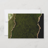 Cartons Réponse Mariage Olive Verte Agate Or Script (Dos)