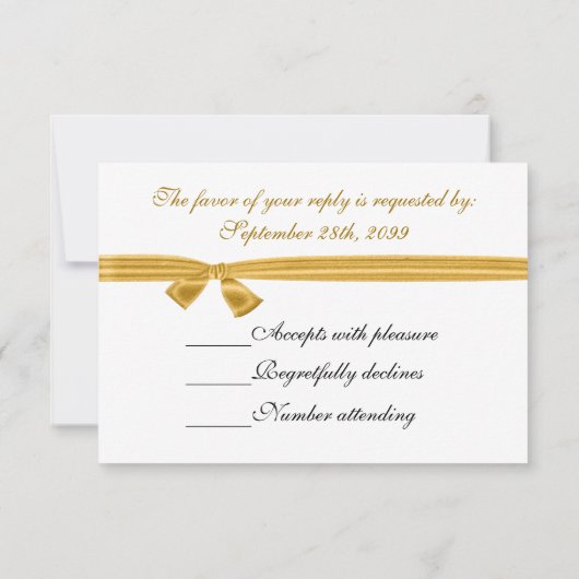 Cartons Réponse Mariage or et blanc (Dos)