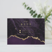 Cartons Réponse Mariage Or Violet (Debout devant)