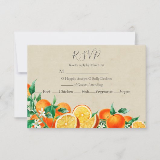 Cartons Réponse Mariage Orange Blossom (Devant)