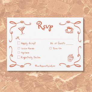 Cartons Réponse Mariage orangé de Sunset Retro Whimsical