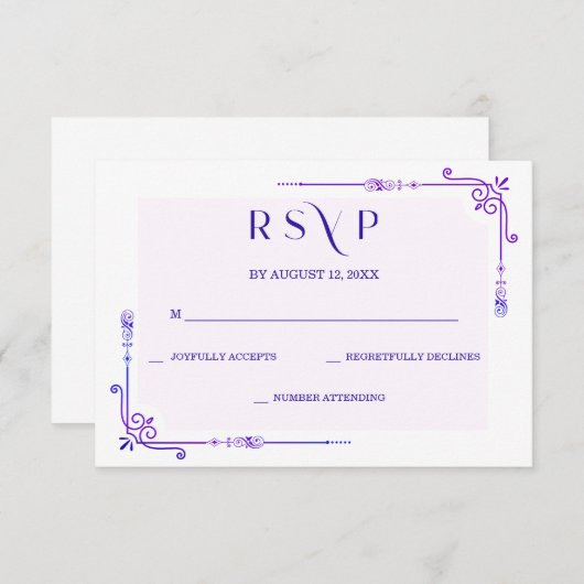 Cartons Réponse Mariage orchidée bleu et violet (Devant / Derrière)