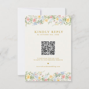 Cartons Réponse Mariage Orné de Pâtes de Couleurs Douces de Jardin