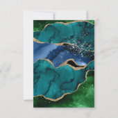 Cartons Réponse Mariage Pailleté Agate Bleu Vert et Or (Dos)