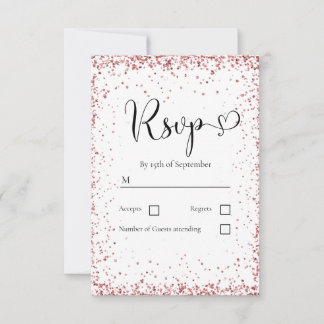 Cartons Réponse Mariage Paillettes de Cuivre Blanc Moderne