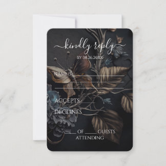 Cartons Réponse Mariage Papillon Métal Steampunk