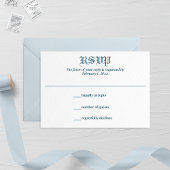 Cartons Réponse Mariage Pastel Blue Leaf et Floral Monogram