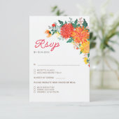 Cartons Réponse Mariage Pastel Orange Yellow Spring Dahlia Fleurs (Debout devant)