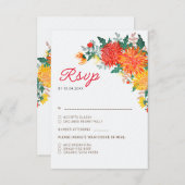 Cartons Réponse Mariage Pastel Orange Yellow Spring Dahlia Fleurs (Devant / Derrière)