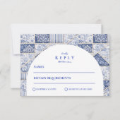 Cartons Réponse Mariage Patchwork Toile de Delft Bleu (Devant)