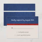 Cartons Réponse Mariage Patriotique Militaire Rouge Blanc et Bleu  (Devant / Derrière)
