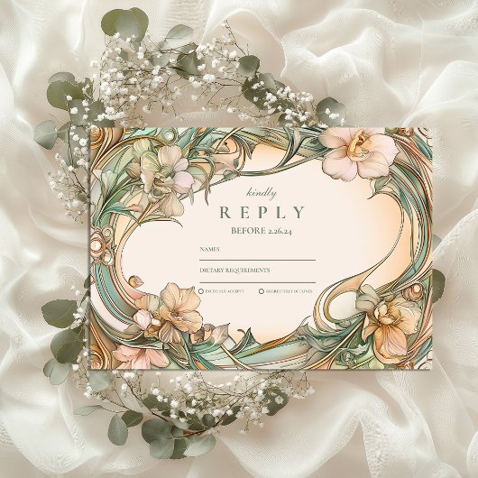 Cartons Réponse Mariage Peach Cream Bloom