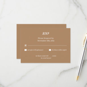 Cartons Réponse Mariage personnalisé Brown simple
