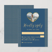 Mariage personnalisé Gold & Blue Polka Dot