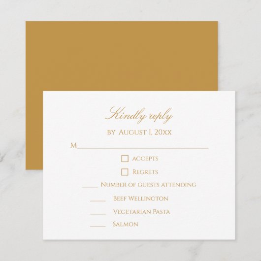Cartons Réponse Mariage personnalisé Moderne Élégant Écriture Or & (Devant / Derrière)