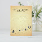 Cartons Réponse Mariage Phases de la lune de croissant céleste vin (Debout devant)