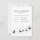 Cartons Réponse Mariage Phases de la Lune du croissant noir célest (Devant)