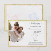 Cartons Réponse Mariage photo couleur aquarelle unique (Devant / Derrière)