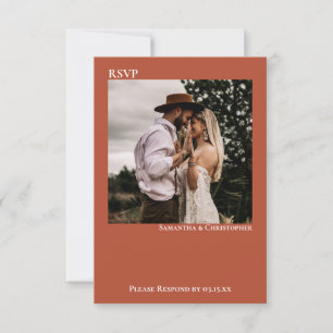 Cartons Réponse Mariage photo en terre cuite moderne simple minima